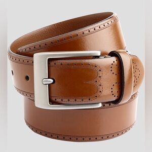 Joseph Abboud Feather Edged Laser Detail Leather Belt Size: 34/85